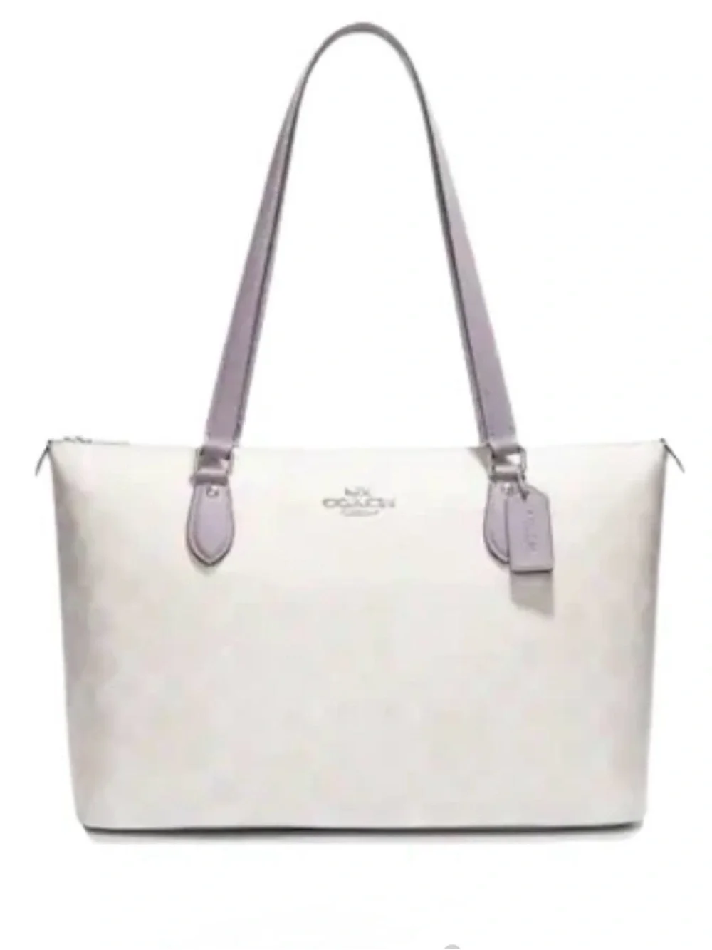 Coach Gallery Tote in leather / signature canvas with chain charm - Picture 6 of 12